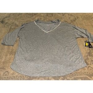New Nottibianche 3/4 Sleeve Gray V-neck Womens Plus Size 3XL XXXL Shirt Sleep